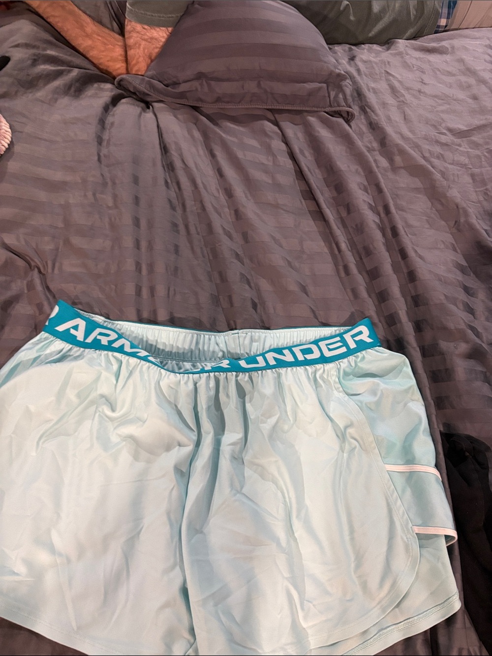 Under Armour Light Aqua Athletic Shorts with Teal Waistband